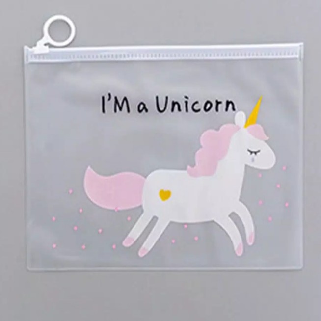 Tempat Pensil Unicorn Transparan - Tempat Penyimpanan Masker - Tempat Penyimpanan Kecil Praktis