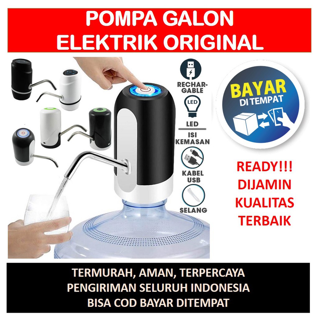 Pompa Galon Elektrik Recharge Dispenser Air Galon Charge Dispenser USB Lengkap LED Ori Original