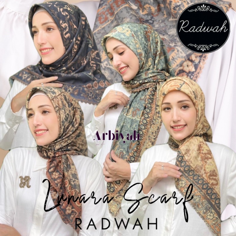 READY STOCK❗️LUNARA SCARF RADWAH - Jilbab Segiempat Printing - PACKING BOX