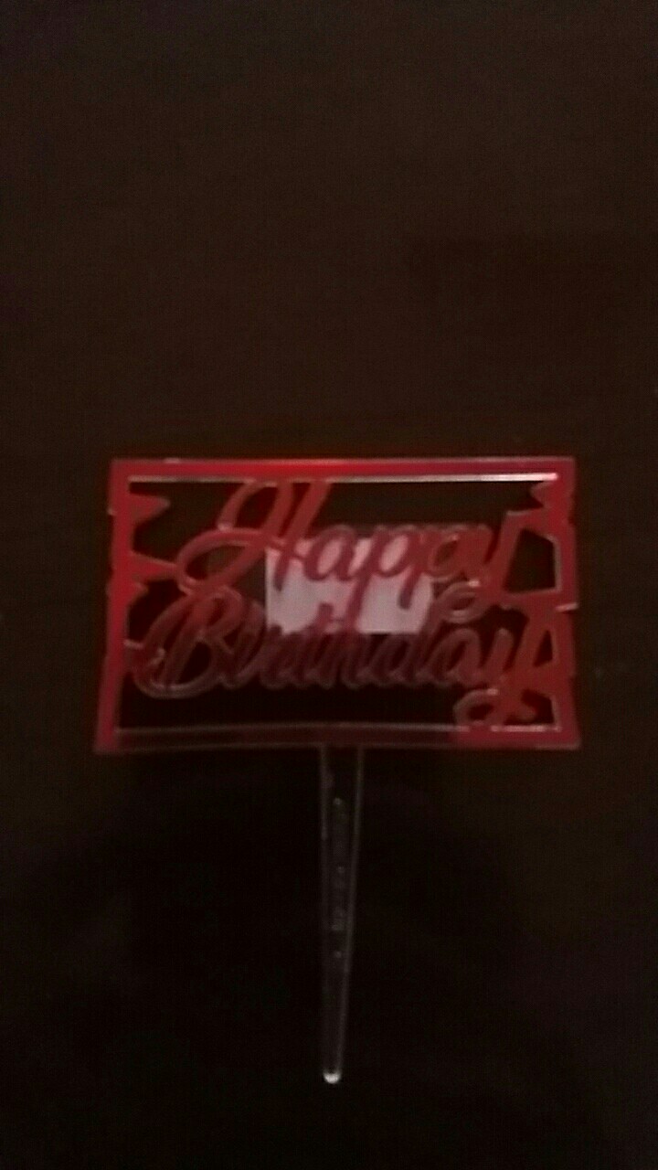 Picks Hbd Motif 3 Red Acrylic Cake Topper Tusukan Kue Happy Birthday Papan Warna Merah