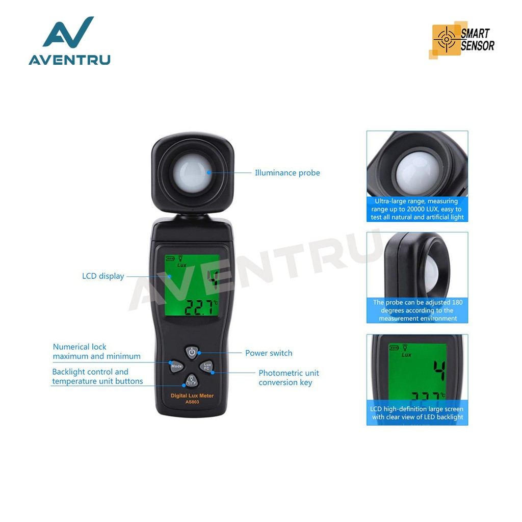 Smart Sensor Digital Lux Meter Alat Ukur Intensitas Cahaya AS803