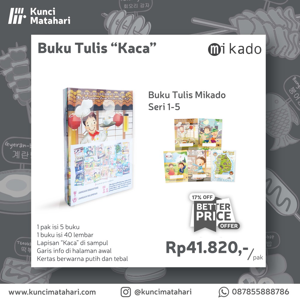 

1 Pak Buku Tulis Korea Mikado (Seri 1-5)