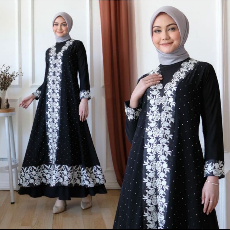 GAMIS ABAYA TURKEY MAYANG SARI BORDIR SILVER