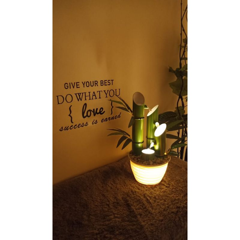 Aercur Air Mancur Bambu Mini hias meja taman kamar dekorasi rumah pot bunga tanaman lampu rak kaktus
