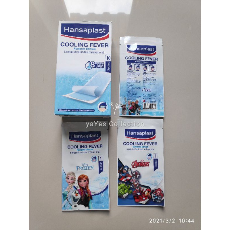 Hansaplast cooling Fever 1 koolfiver Kompres Demam Frozen Avengers Sakit kepala panas anak plaster