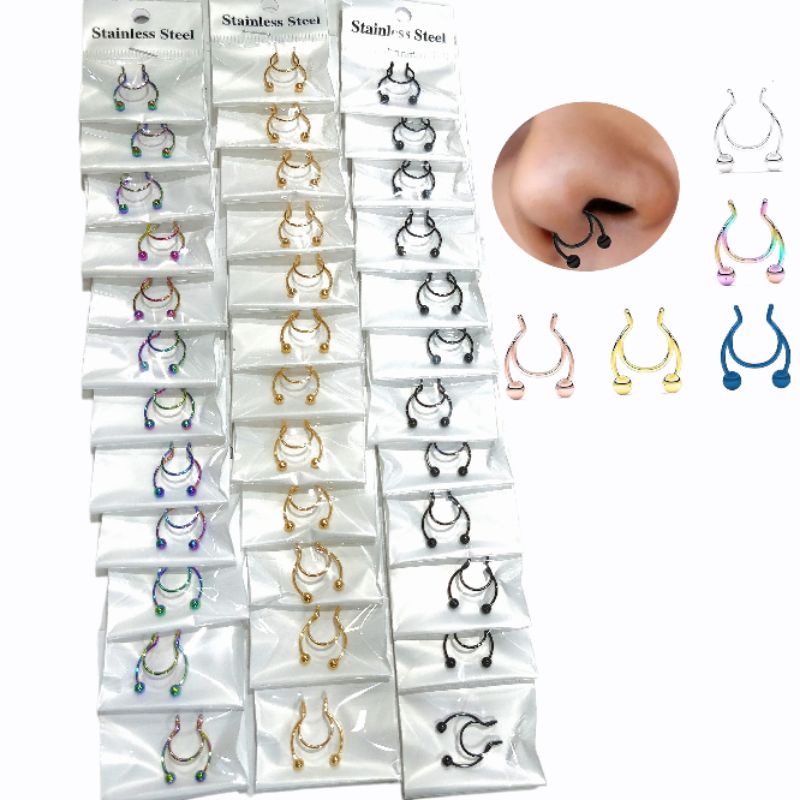 Anting Hidung 12 Pcs Stainless Steel Anti Karat