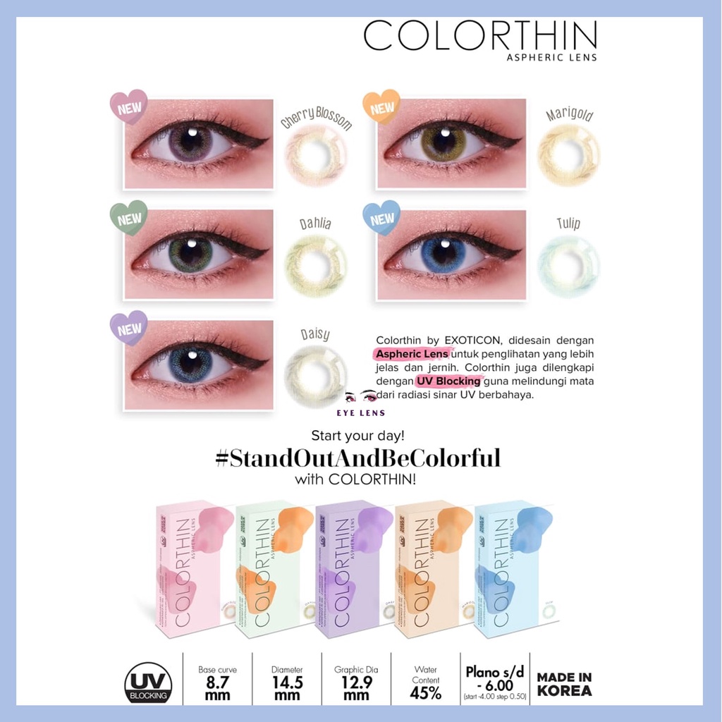 SOFTLENS X2 COLORTHIN NORMAL &amp; MINUS (-2.75 SD -6.00) FREE LENSCASE DIA 14.5MM BY EXOTICON / Softlen Soflen Soflens