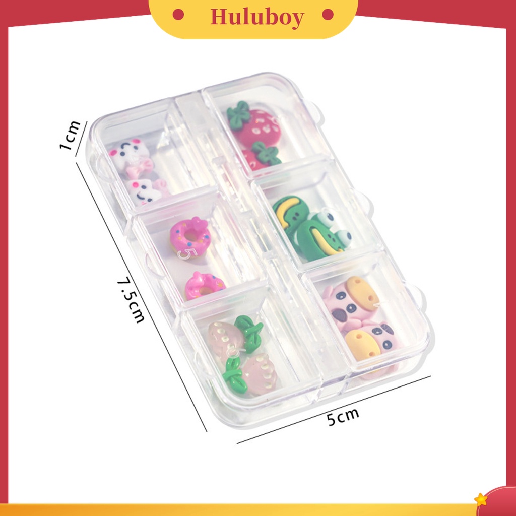 Huluboy Huluboy♡ 1 Kotak Charms 3D Bentuk Kartun Bahan Plastik Untuk Dekorasi Nail Art