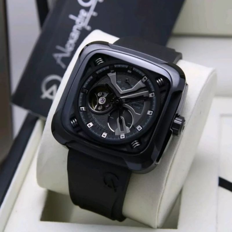 Jam Tangan Alexandre Christie Automatic AC 6577 Pria / AC6577 MA Full Black Original