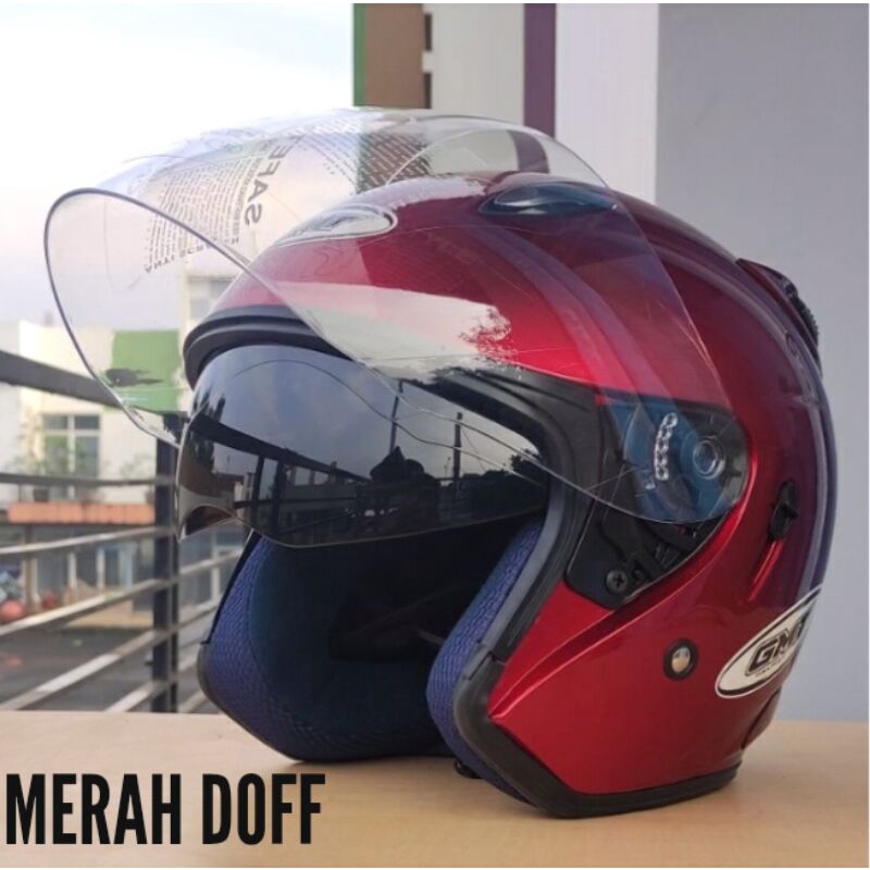 HELM MOTOR HALF FACE GMT DOUBLE VISOR/HELM 2 VISOR/HELM PRIA WANITA MURAH/HELM SNI ORIGINAL PROMO