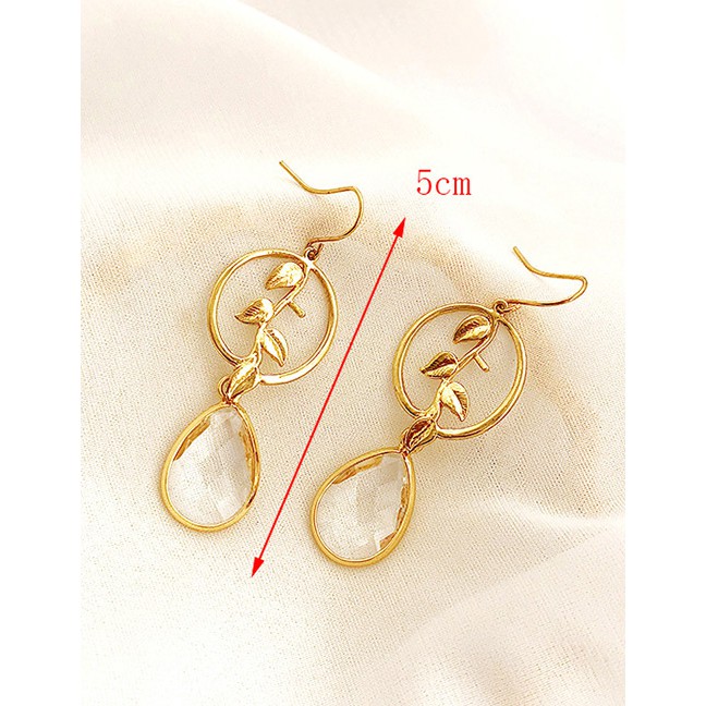 LRC Anting Gantung Fashion Pink Geometric Shape Decorated Earrings