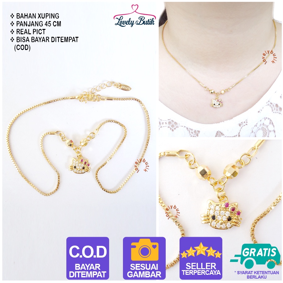 Lovelybutik Xuping Kalung Cantik Anak Perempuan Kalung Anak Xuping Lapis Emas Model Koye Cutie Ukuran 35 Cm