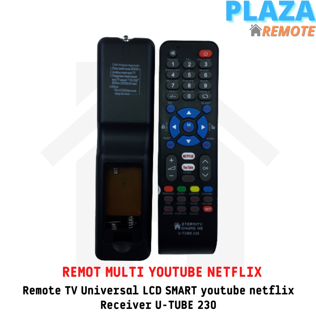 Remote TV Universal LCD SMART youtube netflix Receiver U-TUBE 230 / ecer dan grosir