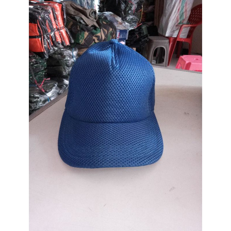 TOPI JARING POLOS HIJAU ARMY_ BIRU