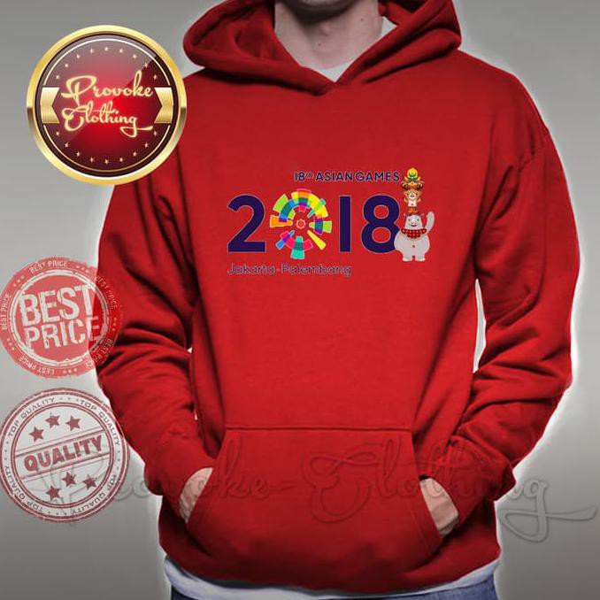 Joy Fashion 2018 Maskot Asian Games Jaket Hoodie Sweater Size S Sampai Xxl. - Hitam, S