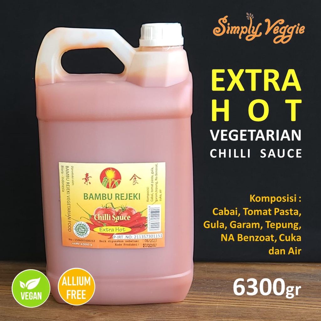 

Bambu Rejeki Saus Sambal Vegetarian 6300g / Vegan Chilli Sauce Jirigen