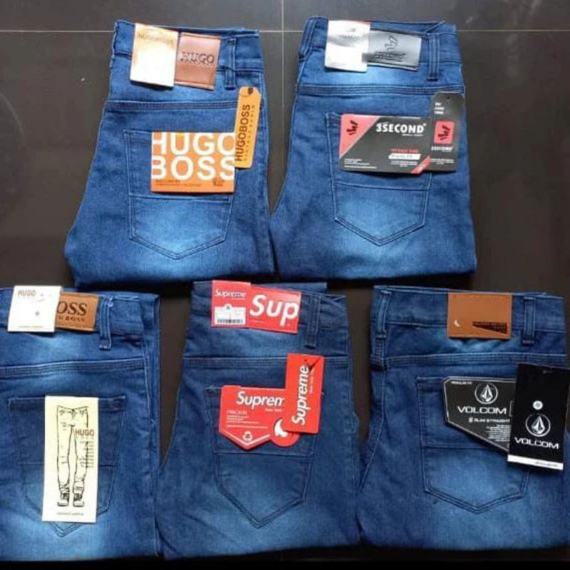 CELANA JEANS SLIM FIT SKINNY PENSIL KARET MELAR