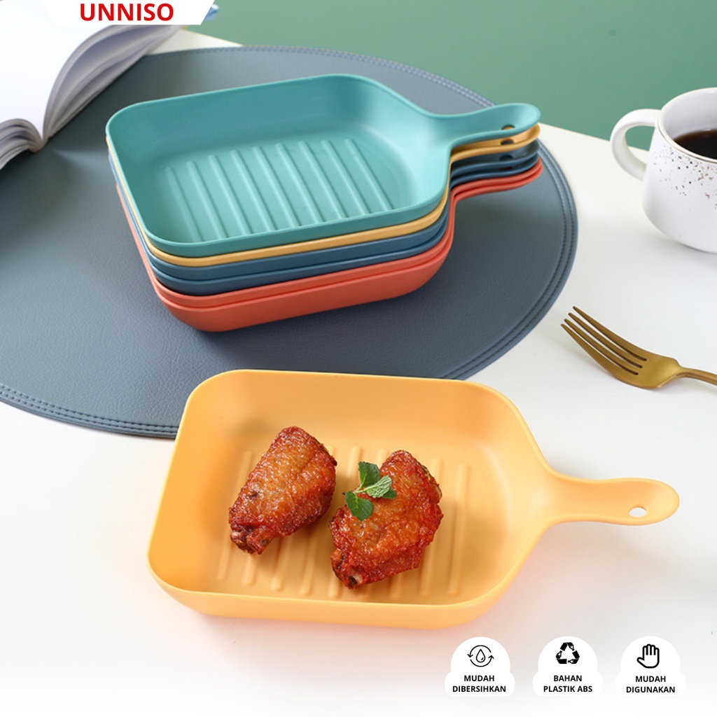 UNNISO -  Piring Saji Plastik Nordic Style Plate Handle