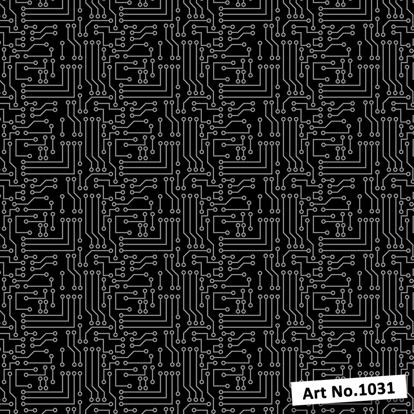 

Art No. 1031- Bahan Tas Spon Bercorak - BLACK PCB PATTERN