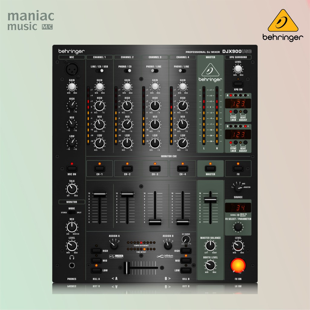 Behringer DJX900USB - DJ Mixer. 5 Channel. EQ. Efek. Soundcard. Audio Interface. VCA. Talkover