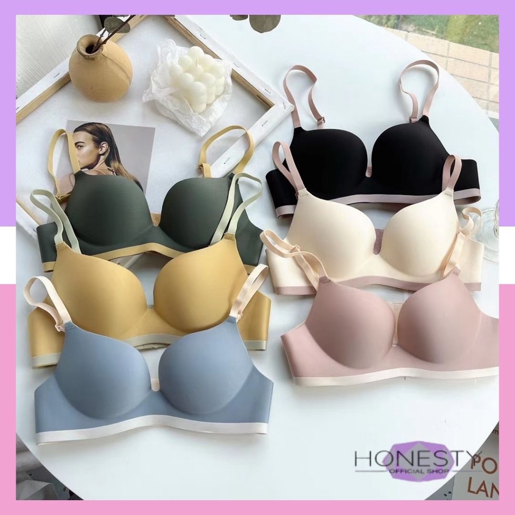 Miss H ~ 165 Bra BH Premium Push Up Tanpa Kawat Pakaian Dalam Wanita Motif Polos Cantik Import