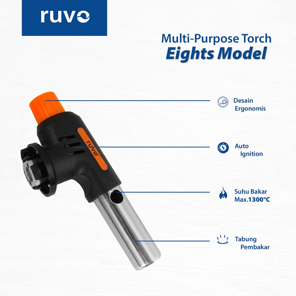 Ruvo Flame Gun Gas Torch / Torchgun Alat Bakar Sushi BBQ Portable Gas Flow Blow Pematik Api Gas Torc