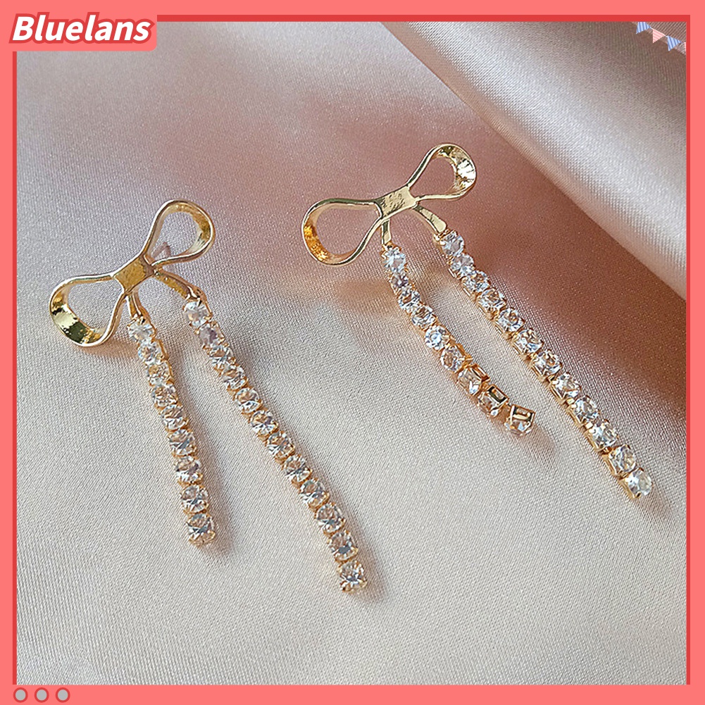 Anting Rumbai Panjang Bentuk Pita Bahan Alloy Untuk Wanita