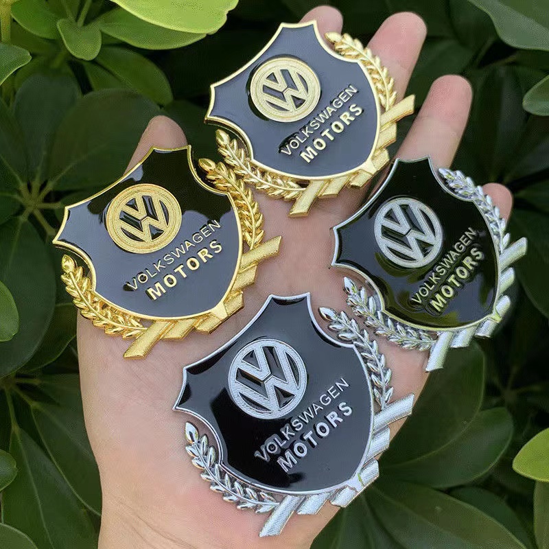 2pcs Stiker Lencana Jendela Bahan Metal Untuk Volkswagen Motors Golf Jetta Passat Tiguan Gol Up Fox