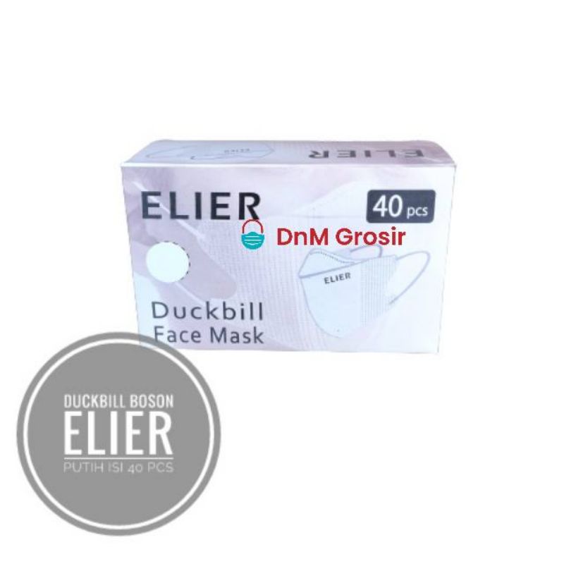 Masker Duckbill Boson Elier Putih Embos Kemenkes Per Karton 40 Box