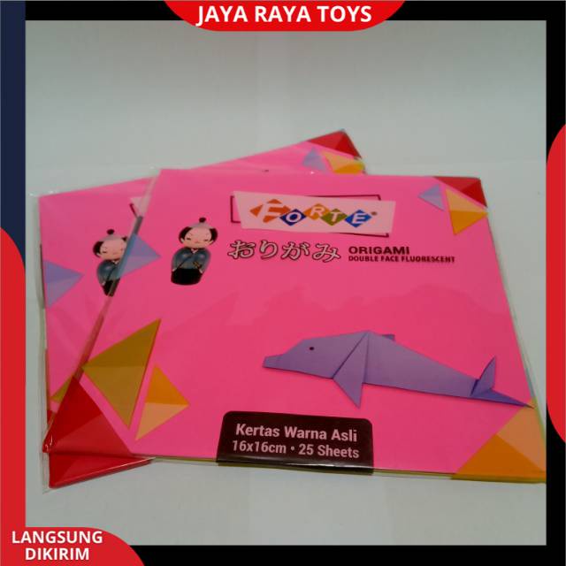 SATU PACK (ISI 25 LEMBAR ) ORIGAMI KERTAS LIPAT DUA SISI FORTE 16 X 16 DOUBLE FACE Bisa Cod