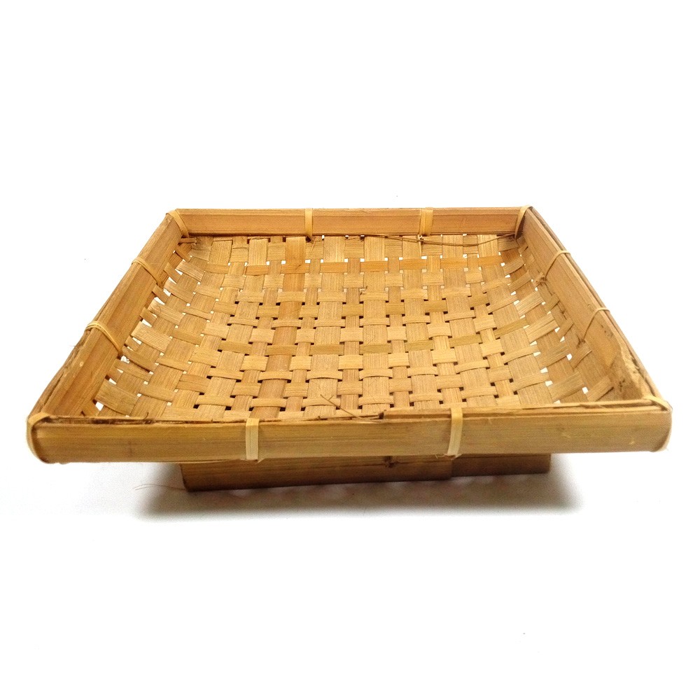 [6pcs] Tempat Lalapan Bambu Tradisional | Piring Bambu Kotak - Ukuran M  20x20x5 cm