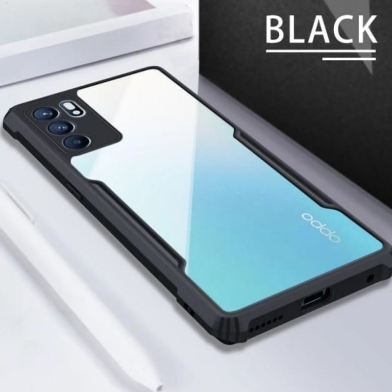 Reno 6 4G / Reno 6 5G Cover Armor Shockproof Soft Case Bening Lis Hitam Clear Softcase TPU