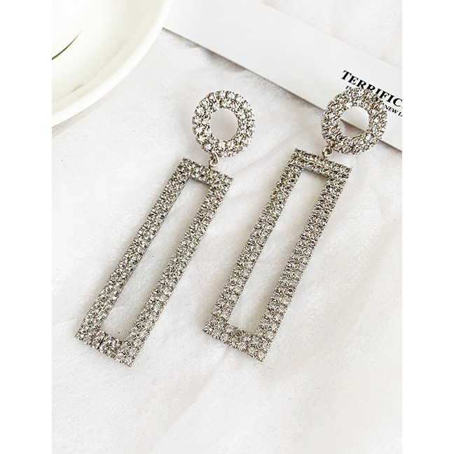 LRC Anting Tusuk Fashion Gold Alloy Studded Rectangular Stud Earrings D45531