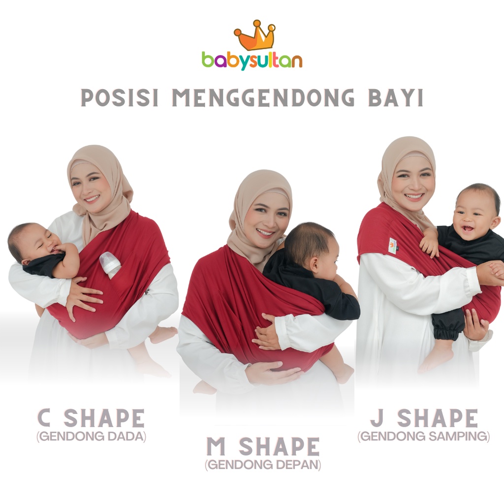 Gendongan Bayi Kaos GEOS Maroon Instan Terbaru by baby sultan