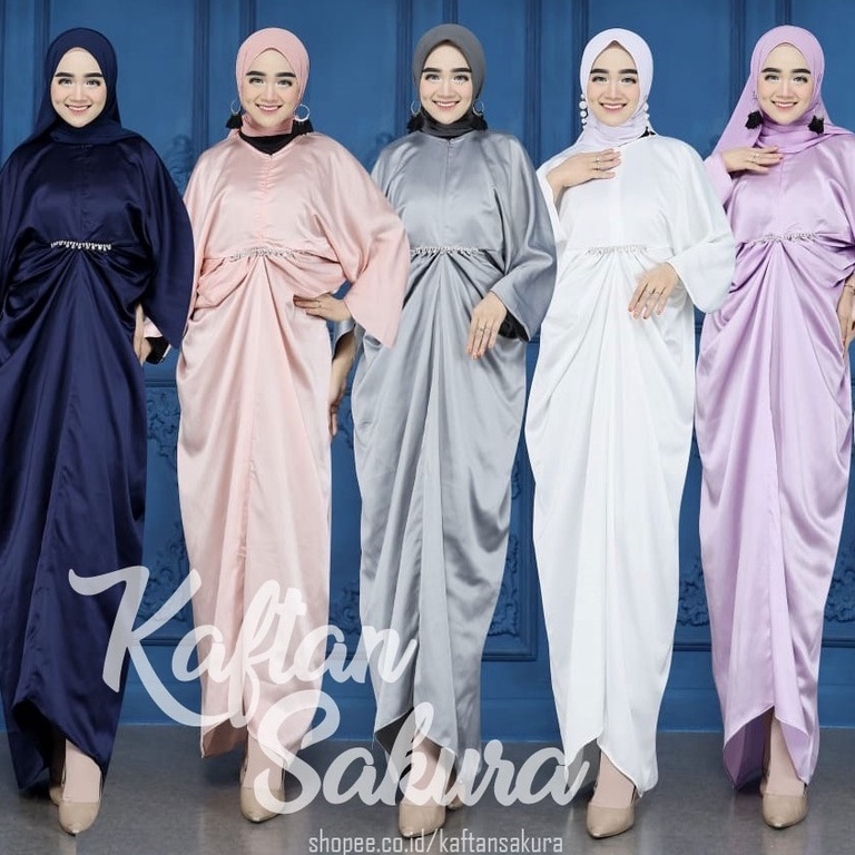 kaftan wanita muslim busui terbaru payet belt elegant warna hitam cantik termurah lebaran 2021