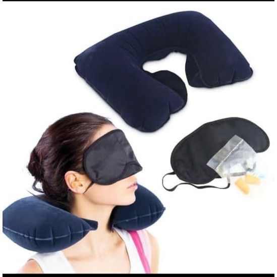 Bantal Leher Tiup Angin Travel Pillow Portable