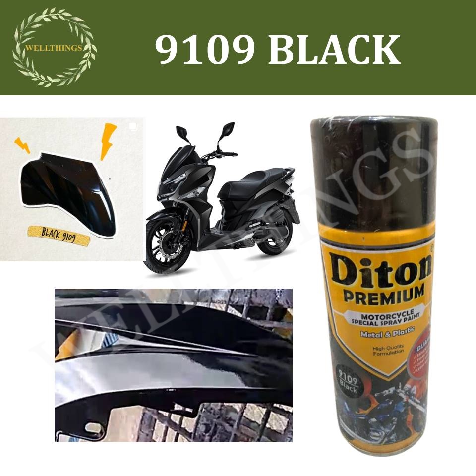 Cat Pilox Diton Premium Black Glossy 9109 400ml Warna Hitam Kilap