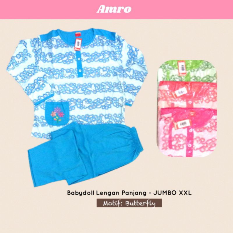 Baby Doll Amro Pp Lengan Panjang Xxl Jumbo Putih Baju Tidur Babydoll Muslim Bebidol Anne Claire Shopee Indonesia