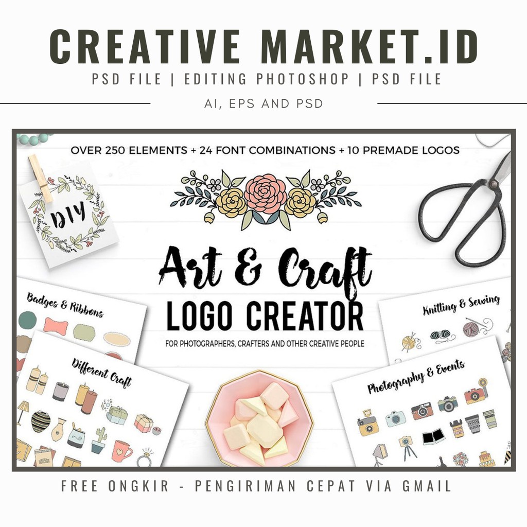 Pack Art and Craft Logo Creator - Creative Marketid-0
