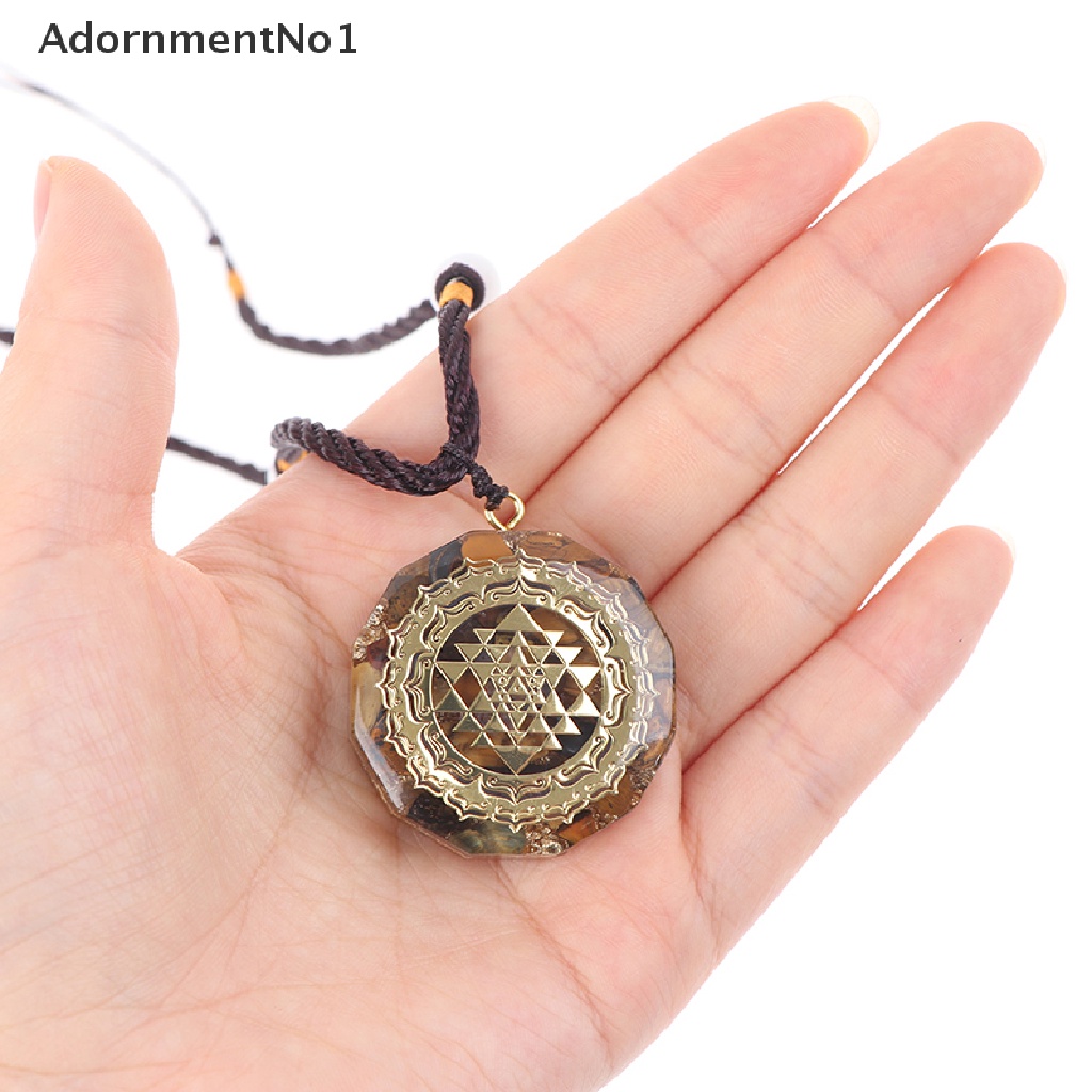 (AdornmentNo1) Orgonite Kalung Rantai Dengan Liontin Batu Tiger Eye Natural Untuk Wanita