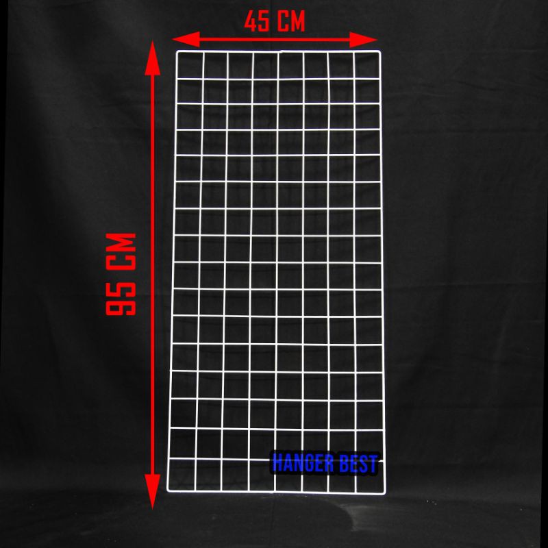GRID WALL JARING RAM KAWAT BESI DINDING 95x45 CM / GANTUNGAN ACCESORIES DAN MASKER | Kawat Ram 95 x 45 Cm 3mm - Rak Display Aksesoris HP - Rak Gantung putih