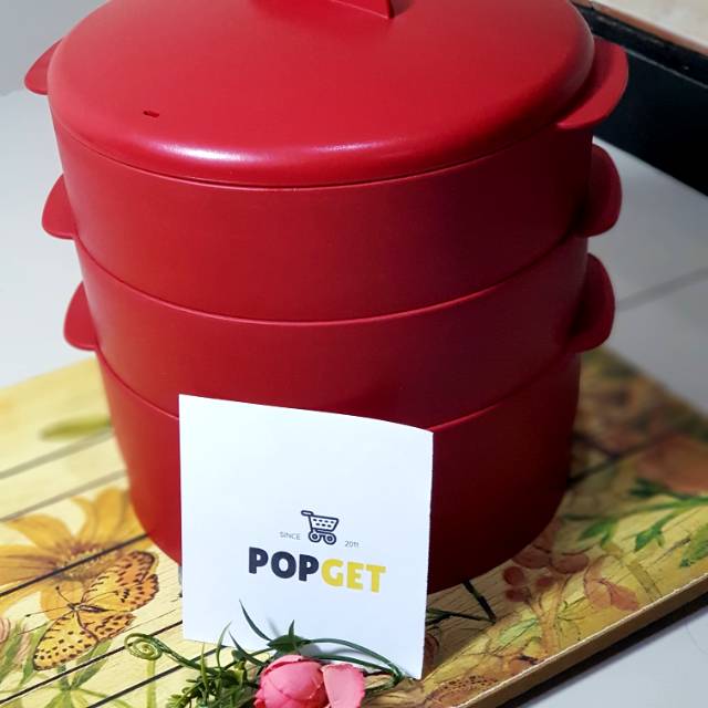 TUPPERWARE (Ready Stok) STEAM IT 3 LAYER ATAU 3 SUSUN warna merah