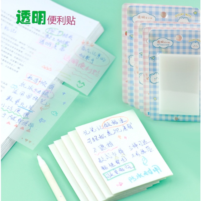 

Sticky notes transparant PET Memo tempel putih waterproof