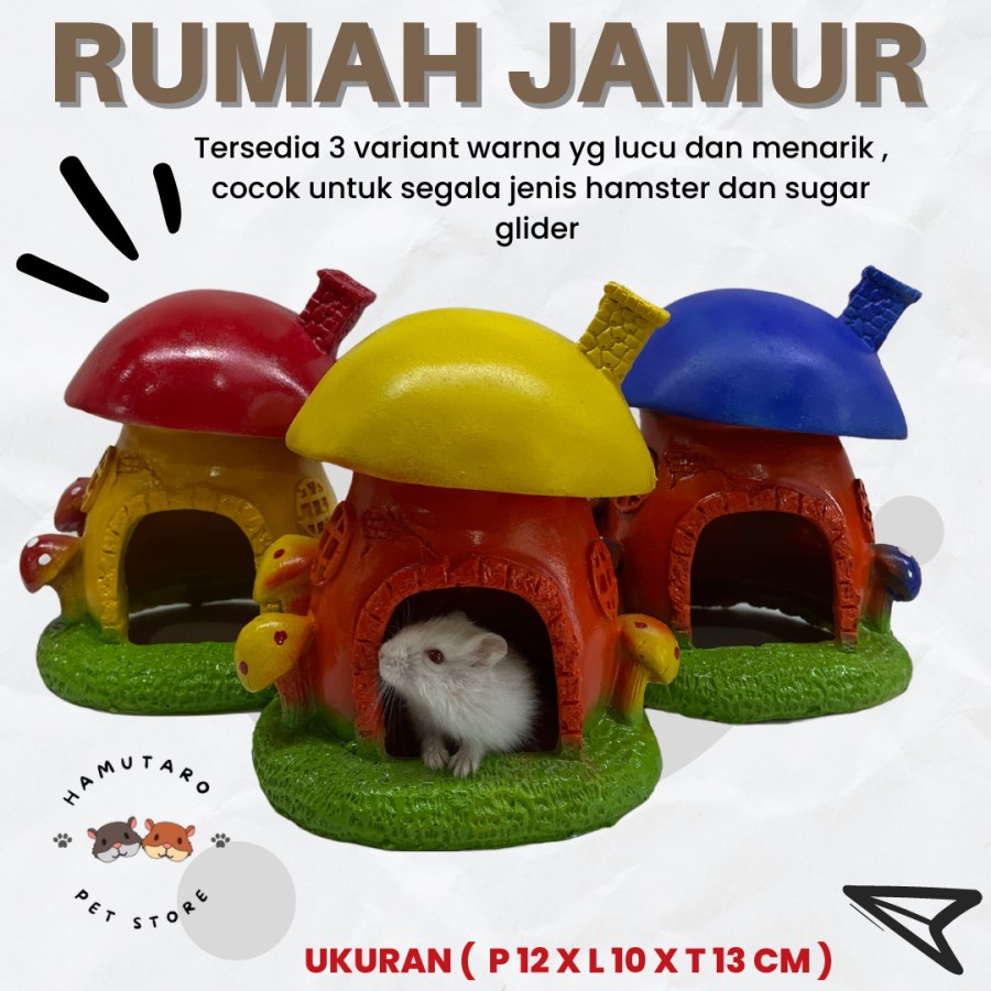 Rumah jamur mainan hamster Hiding Cave rumah rumahan