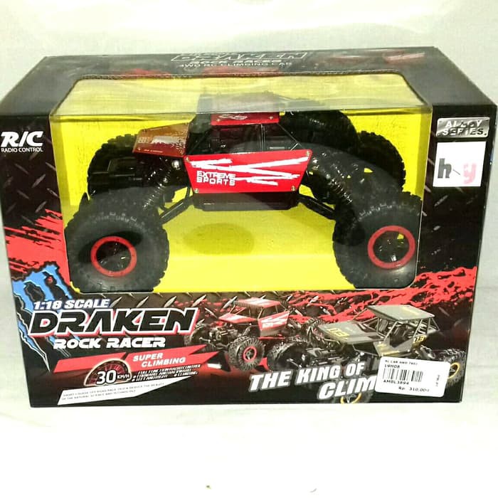 RC Mobil Crawler Draken Rock Racer Climbing Merah Skala 1.18 2.4G 4WD