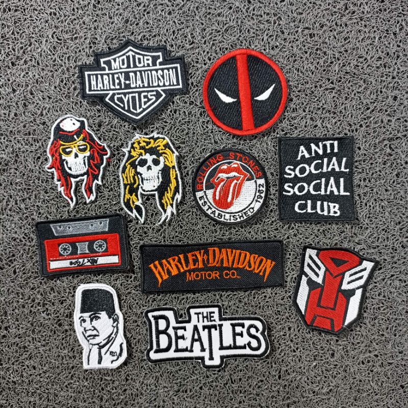 Patch bordir soekarno / anti social social club / patch hurley davidson terlaris