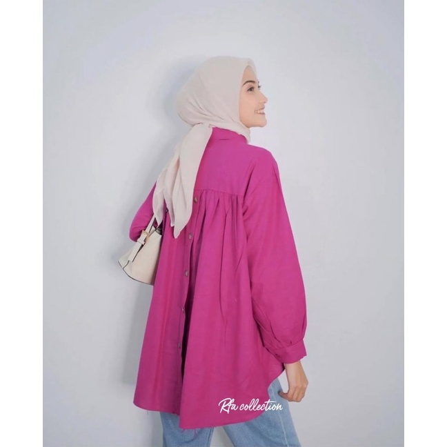 Kemeja Blouse Miranda Linen Shirt Daily Outfit
