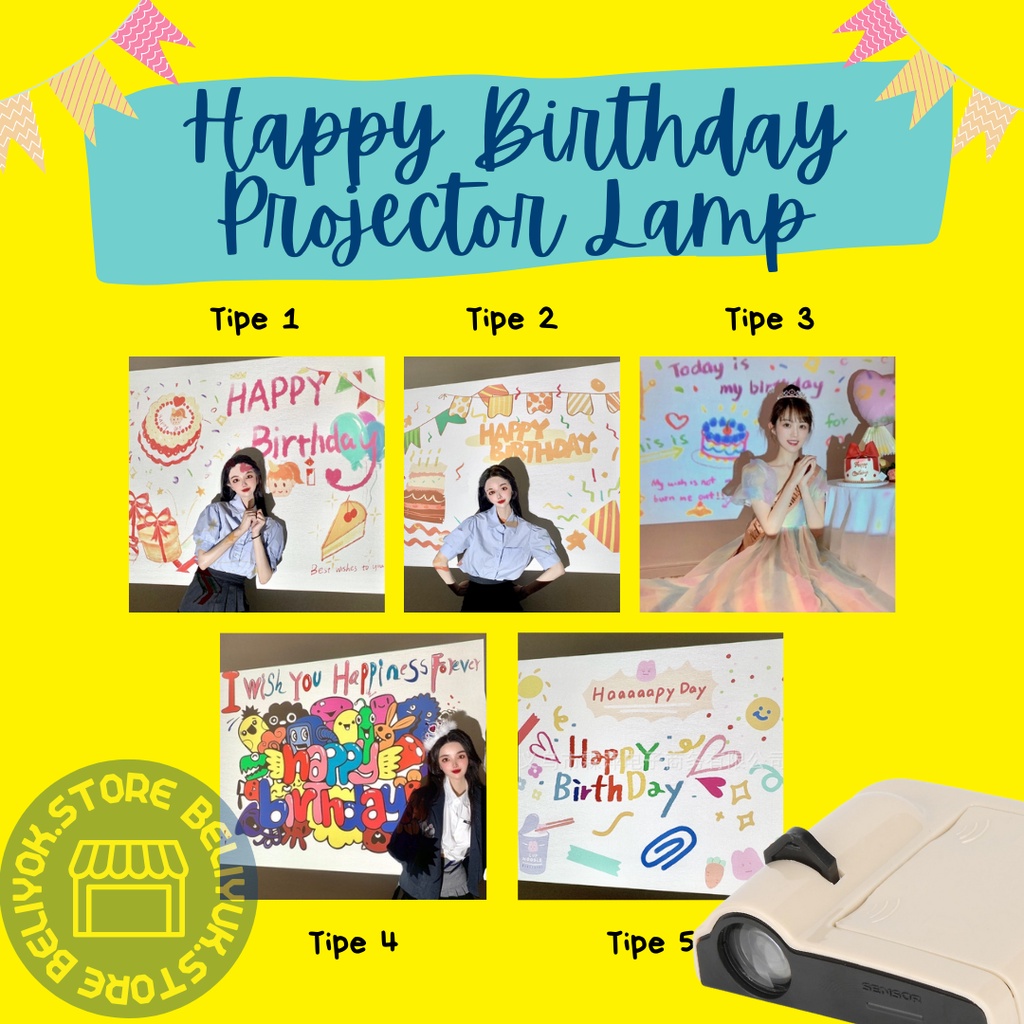Happy Birthday Projector Party Lamp Cute Birthday Gift Idea HBD Photo