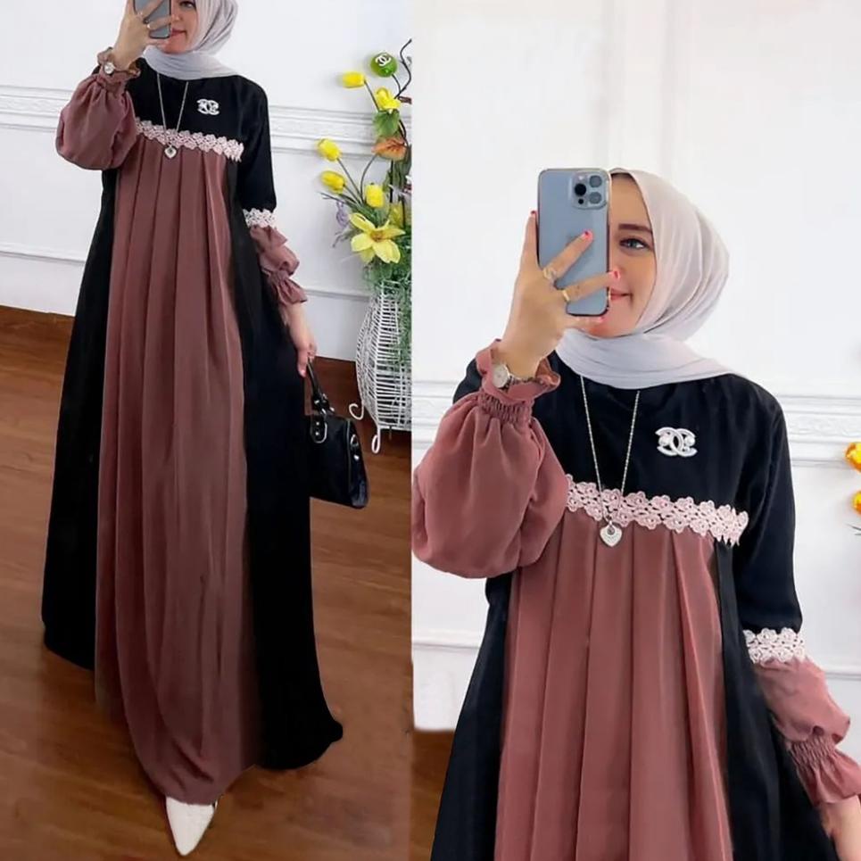 V76F R.A - Chassy Dress Gamis Muslim Matt  Renda Import Fashion Terlaris  Best Product