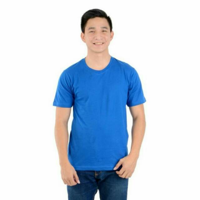 Kaos Pria Polos Oneck Katun Combad 24s ( Biru BCA )